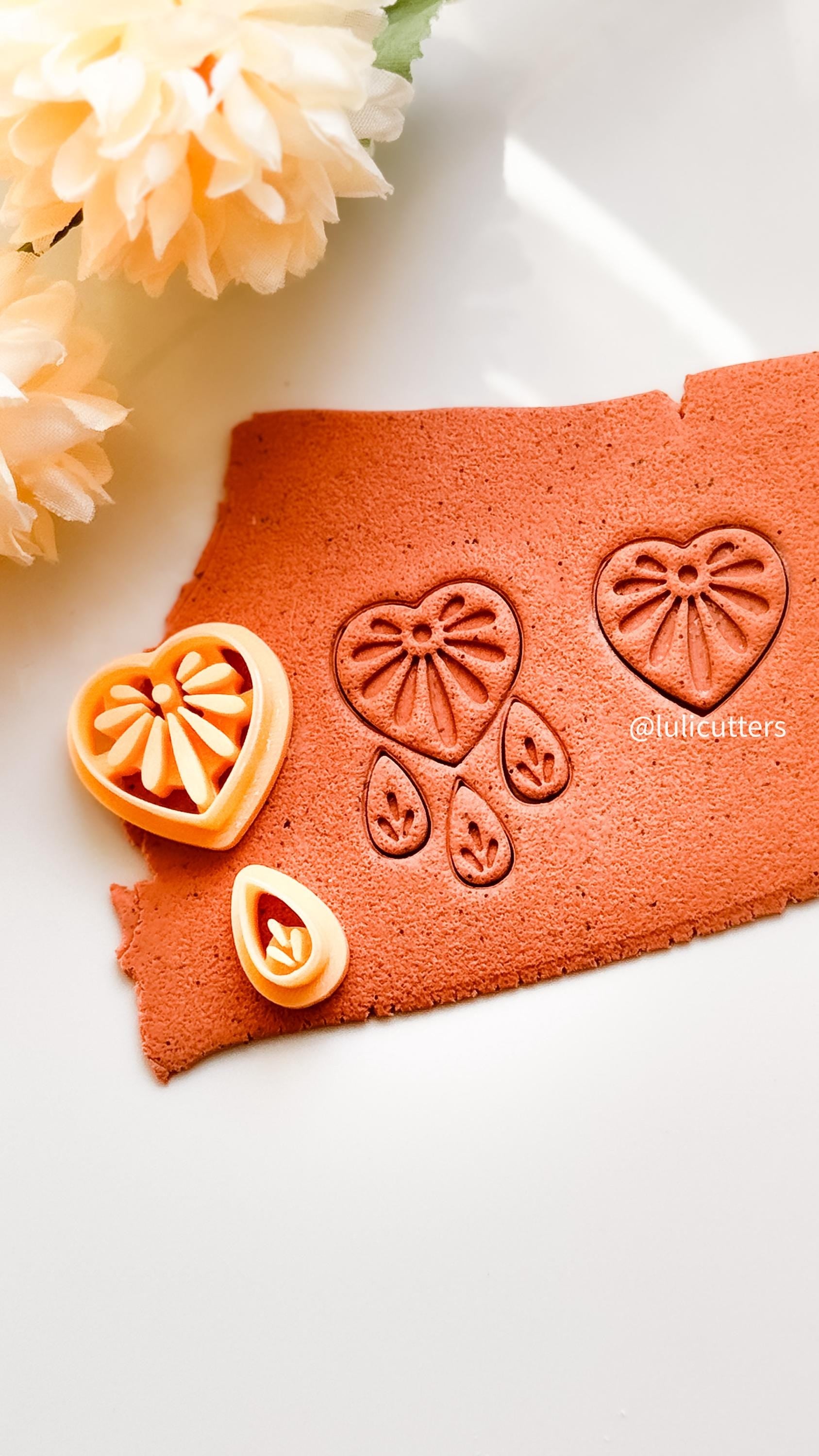 Heart Ceramic Pattern Clay Cutter Set: Textured Polymer Clay Earrings