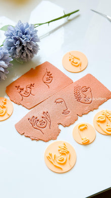 Line Art Woman Face Stamp Set: Minimalist Polymer Clay Cutters
