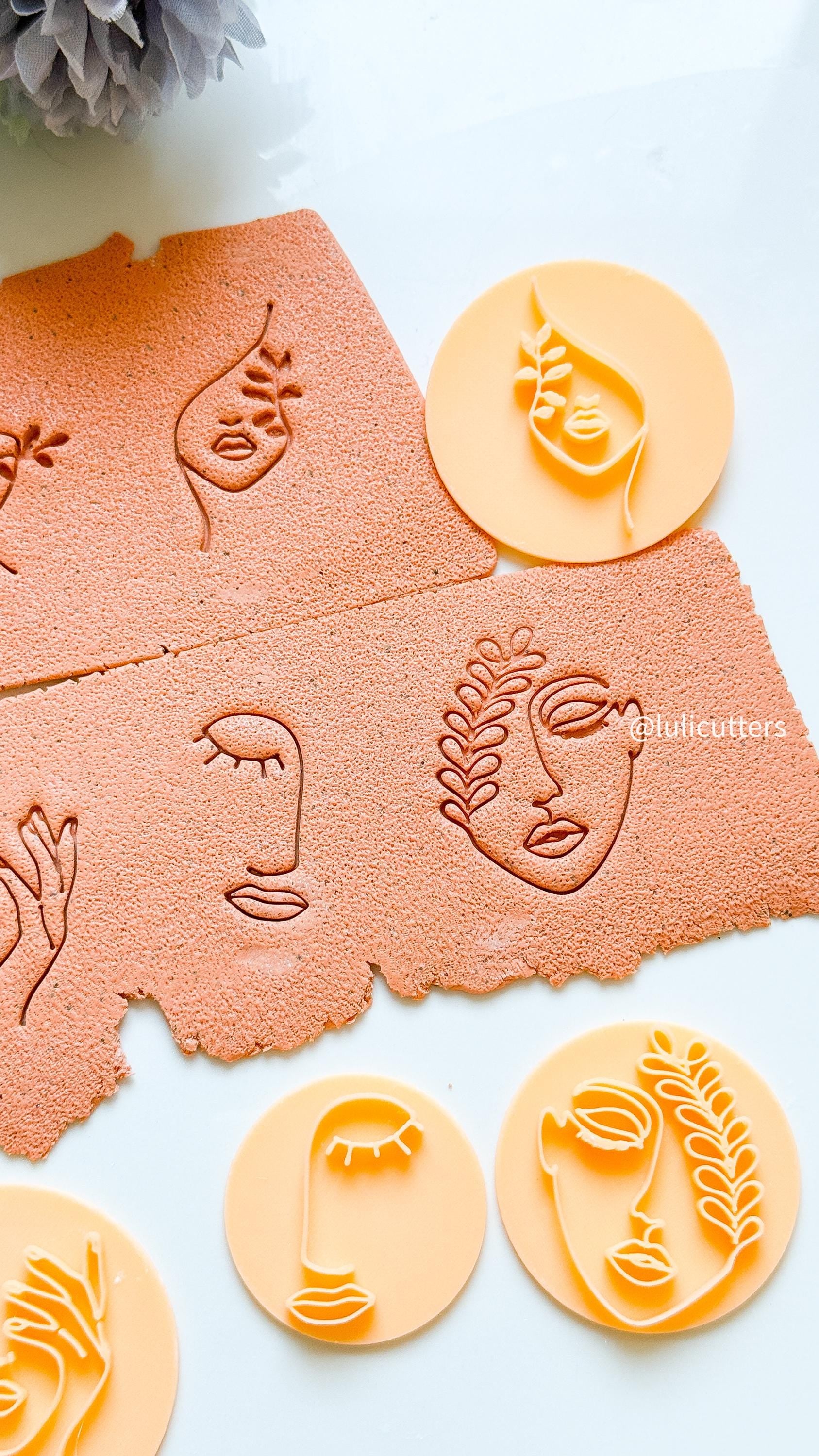 Line Art Woman Face Stamp Set: Minimalist Polymer Clay Cutters