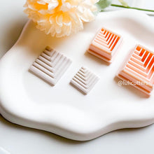 Chevron Layered Square Polymer Clay Cutter Dangle & Stud Earring Set