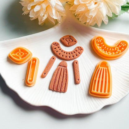 Etnik Statement Earrings Cutter Set: Boho Polymer Clay Jewelry Making