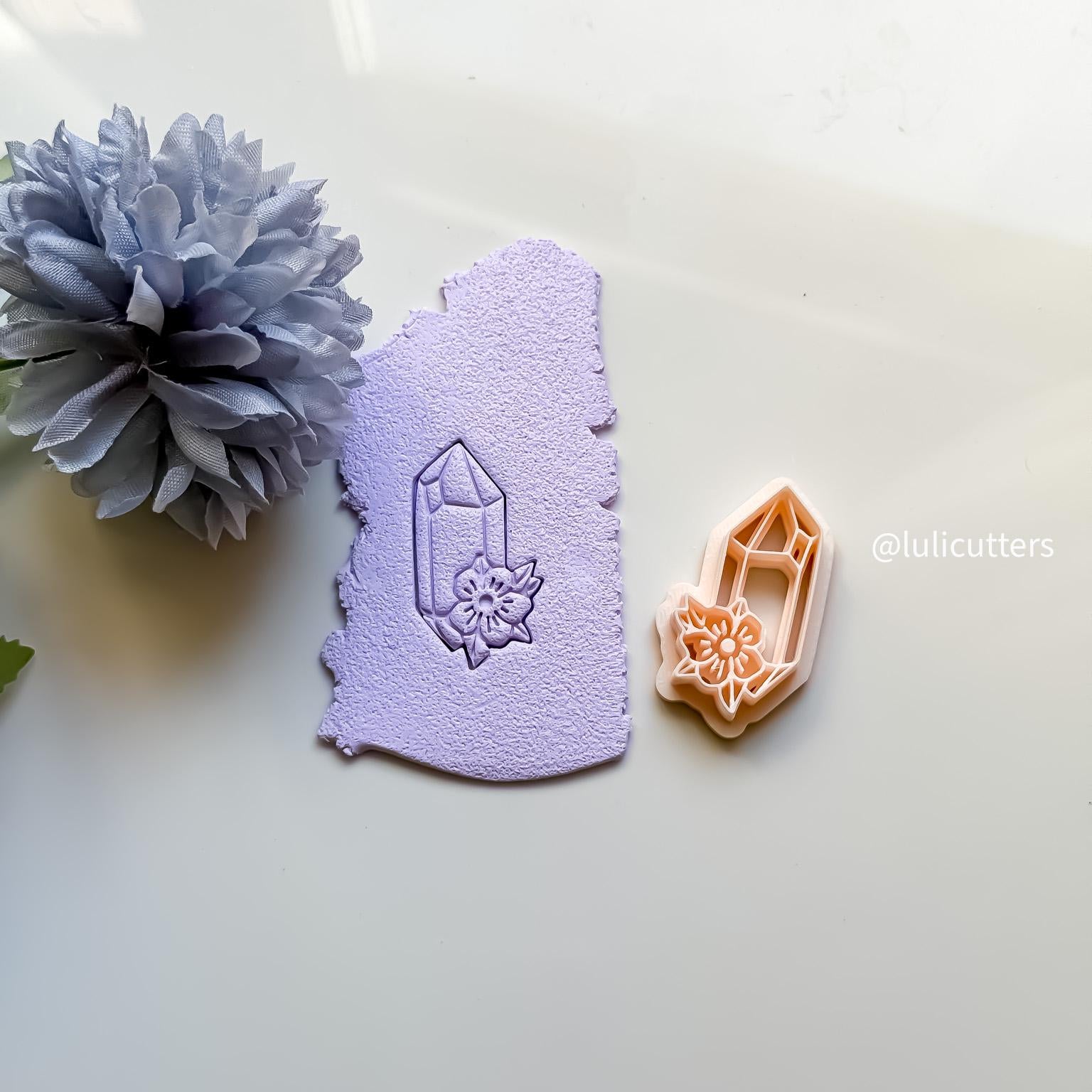Crystal & Flower Clay Cutter: Geometric Polymer Clay Tool