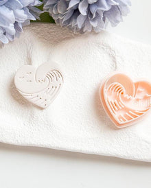 Ocean Wave Heart Polymer Clay Cutter: Beachy Earring Design