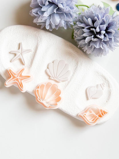 Shell Pack - Seashell Polymer Clay Earring Cutter Set Ocean-Inspired Shapes - Seashell & Starfish