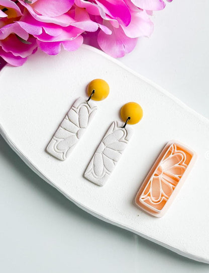 Floral Bar Polymer Clay Cutter: Mirrored Flower Earring Design