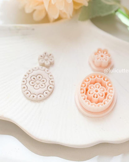 Lace Flower Polymer Clay Earring Cutter Vintage-Inspired Elegance- Floral Imprint Details