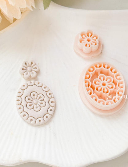 Lace Flower Polymer Clay Earring Cutter Vintage-Inspired Elegance- Floral Imprint Details