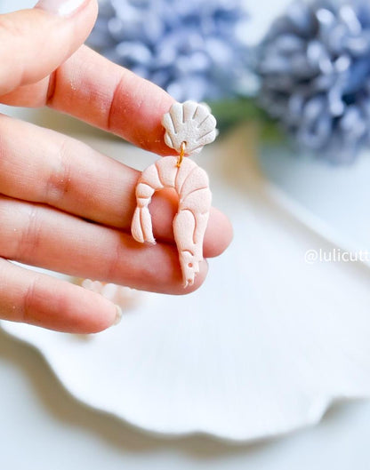Shrimp and Seashell Polymer Clay Earring Cutters: Sea-Inspired Set