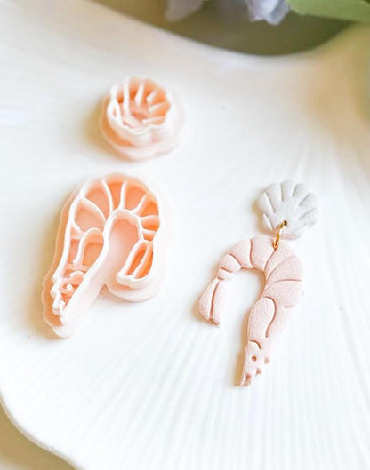 Shrimp and Seashell Polymer Clay Earring Cutters: Sea-Inspired Set