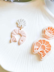 Shrimp and Seashell Polymer Clay Earring Cutters: Sea-Inspired Set