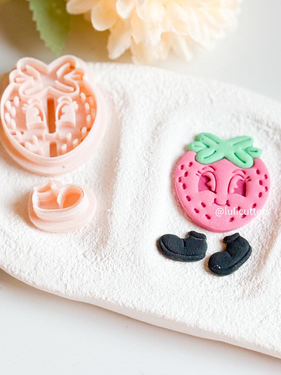 Strawberry Face Clay Cutter Set: Imprint Detail Earring Cutters