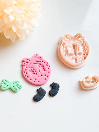 Strawberry Face Clay Cutter Set: Imprint Detail Earring Cutters