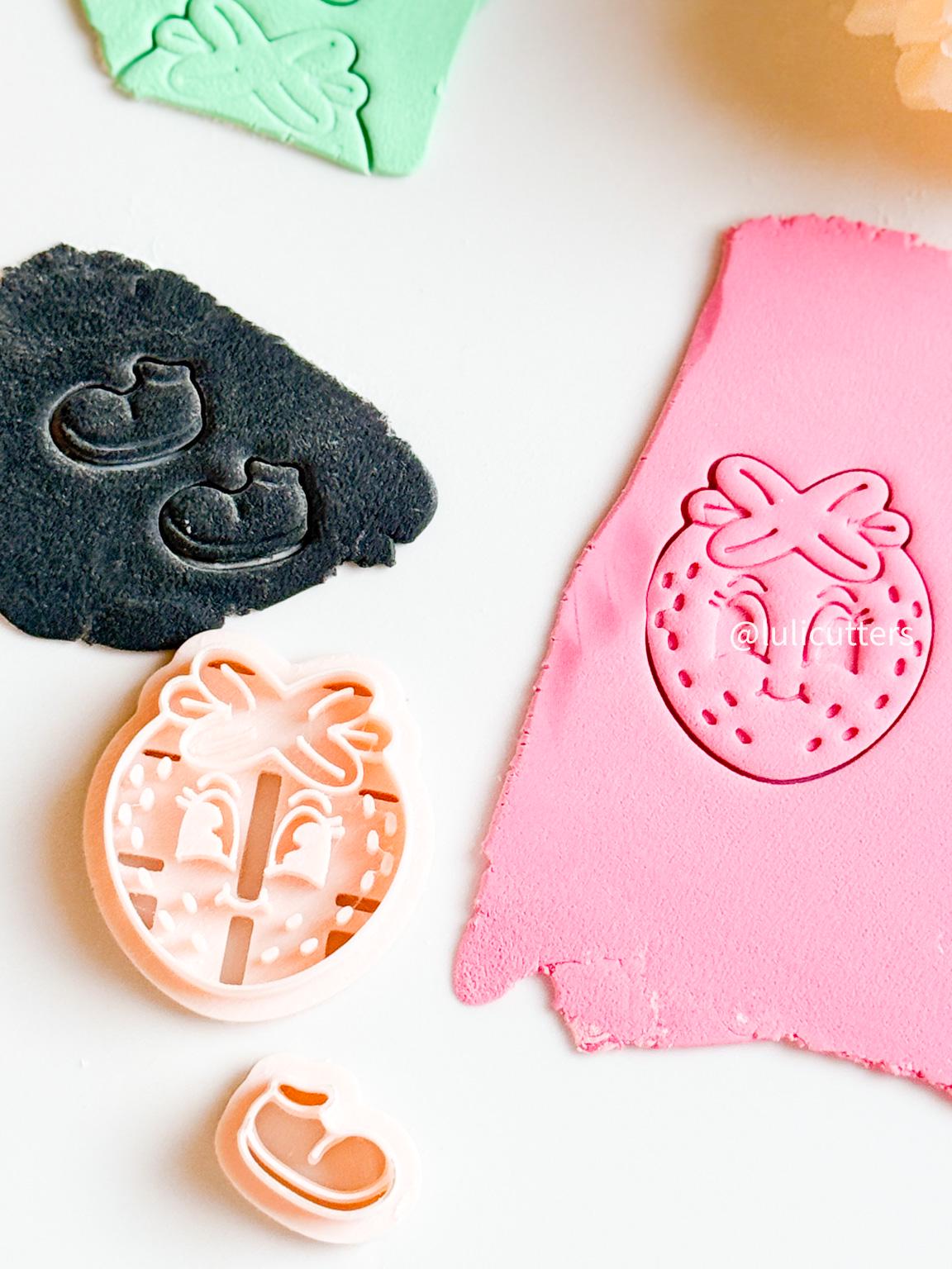 Strawberry Face Clay Cutter Set: Imprint Detail Earring Cutters