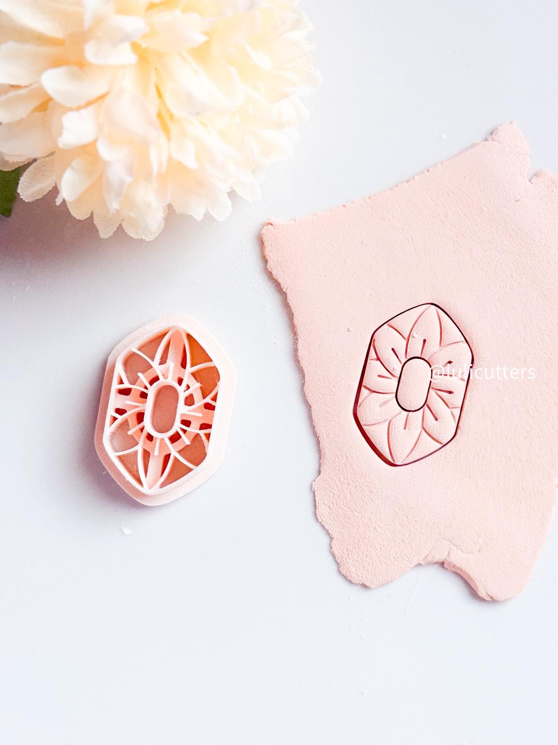 Boho Flower Burst Clay Cutter One-Piece Earring Cutter with Inner Stud Option