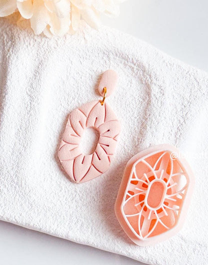 Boho Flower Burst Clay Cutter One-Piece Earring Cutter with Inner Stud Option