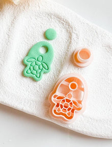 Sea Turtle Dangle Clay Cutter Set: Ocean Earring with Stud Top