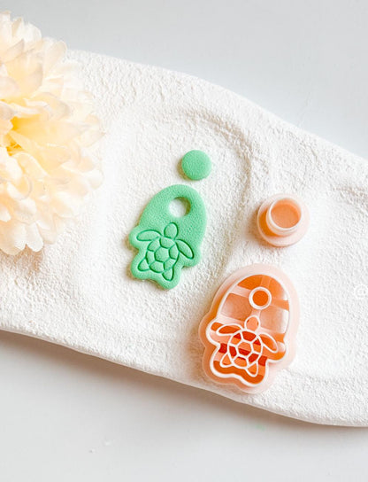 Sea Turtle Dangle Clay Cutter Set: Ocean Earring with Stud Top