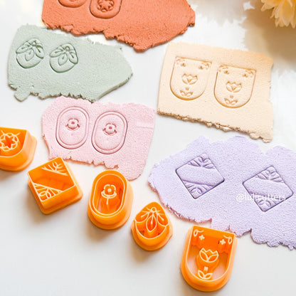 Boho Floral Polymer Clay Cutter Set Intricate Imprint Earring Cutters