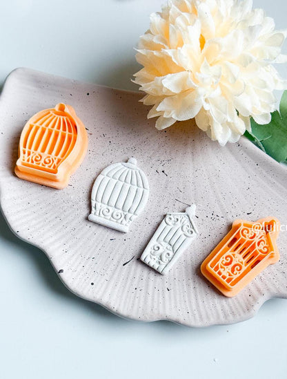 Birdcage Clay Cutter Set or Singles – Vintage Imprint Cage Cutters for Polymer Clay Jewelry