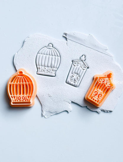 Birdcage Clay Cutter Set or Singles – Vintage Imprint Cage Cutters for Polymer Clay Jewelry