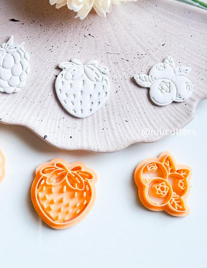Blueberry Polymer Clay Cutter: Fruit & Leaf Imprint