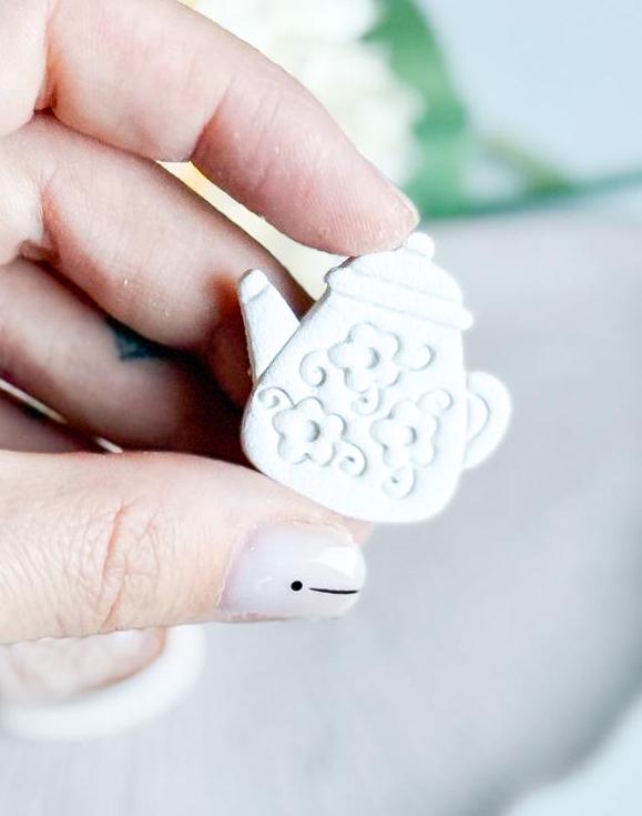 Floral Teapot Polymer Clay Cutter: Earring & Charm Mold