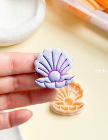 Open Seashell Cutter Polymer Clay Earring Cutter with Pearl and Crisp Imprint Lines