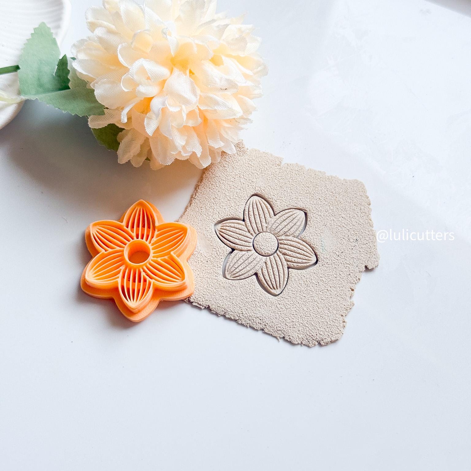 Textured Flower Cutter Polymer Clay Imprint Earring Cutter