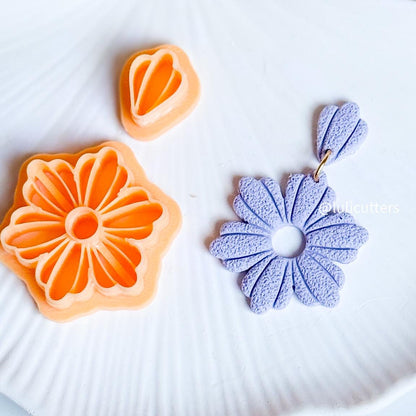 Daisy Bloom Cutter Set Polymer Clay Earring Cutter with Imprint