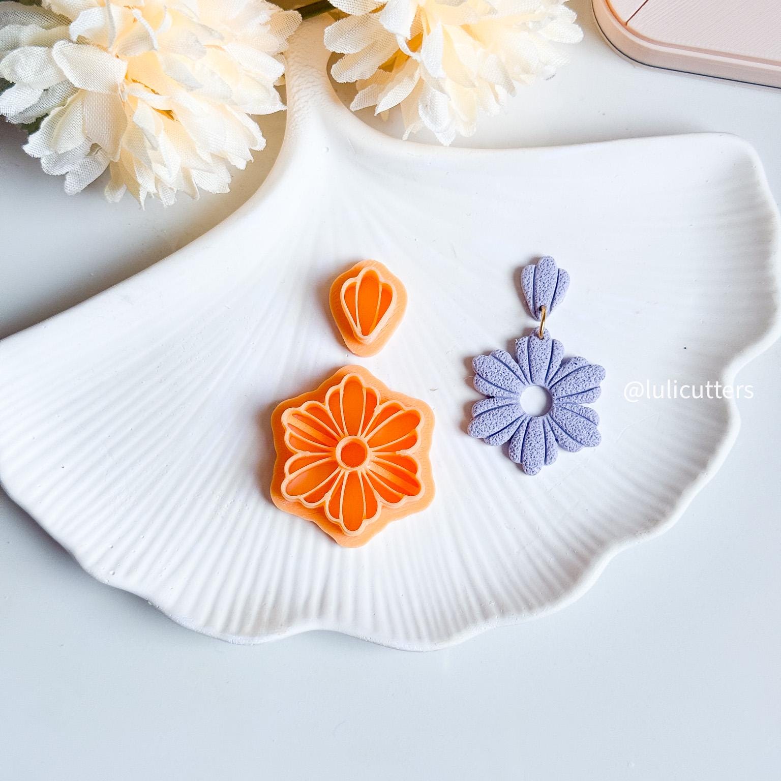 Daisy Bloom Cutter Set Polymer Clay Earring Cutter with Imprint