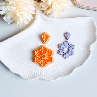 Daisy Bloom Cutter Set Polymer Clay Earring Cutter with Imprint