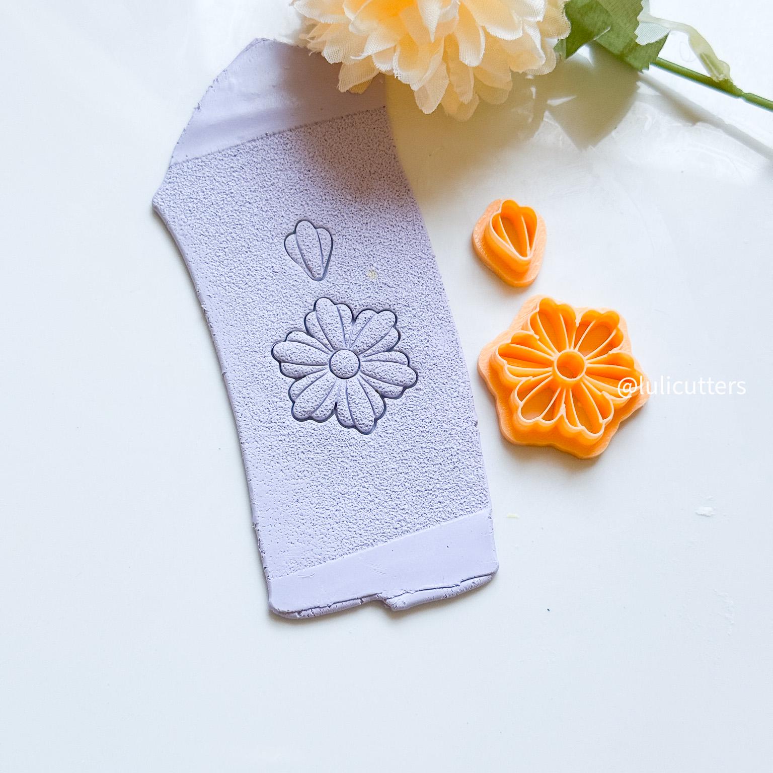 Daisy Bloom Cutter Set Polymer Clay Earring Cutter with Imprint