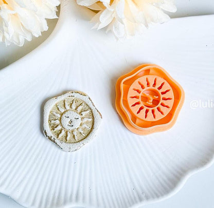 Sunburst Face Cutter Polymer Clay Earring Cutter with Imprint