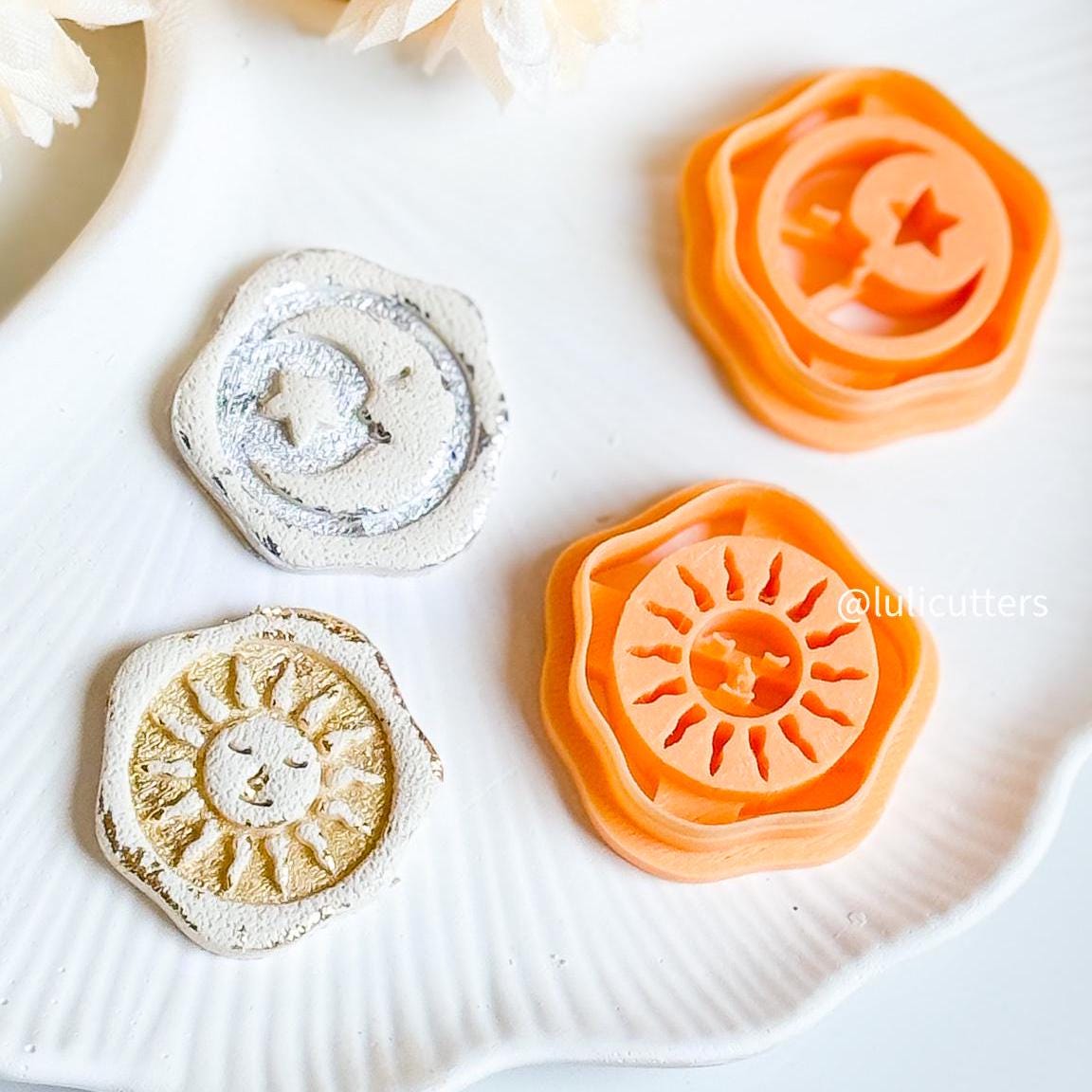 Sunburst Face Cutter Polymer Clay Earring Cutter with Imprint