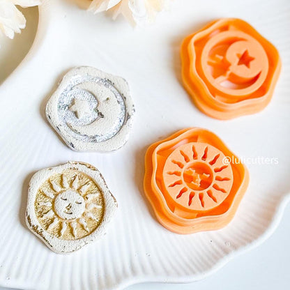 Sunburst Face Cutter Polymer Clay Earring Cutter with Imprint