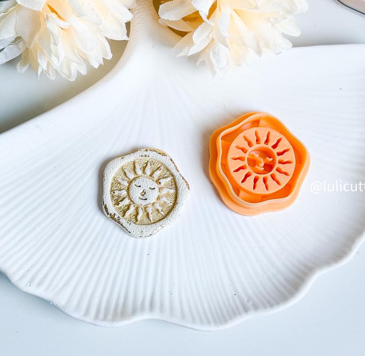 Sunburst Face Cutter Polymer Clay Earring Cutter with Imprint