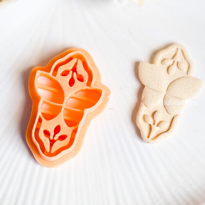 Butterfly & Leaf Cutter Set Polymer Clay Earring Cutter with Botanical Imprint - Boho Vintage Frame