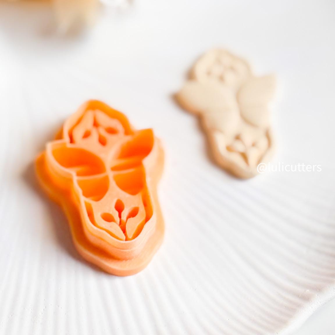 Butterfly & Leaf Cutter Set Polymer Clay Earring Cutter with Botanical Imprint - Boho Vintage Frame