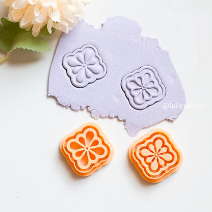 Floral Tile Cutter Set Emboss & Deboss Polymer Clay Cutters