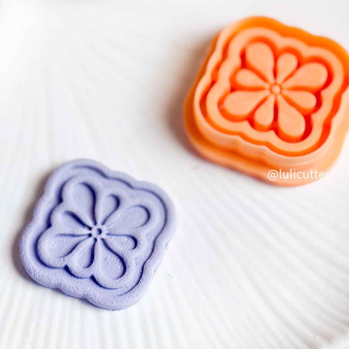 Floral Tile Cutter Set Emboss & Deboss Polymer Clay Cutters