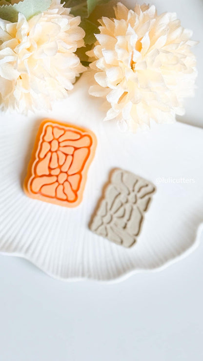 Abstract Floral Tile Cutter Polymer Clay Earring Cutter with Imprint & Deboss Options