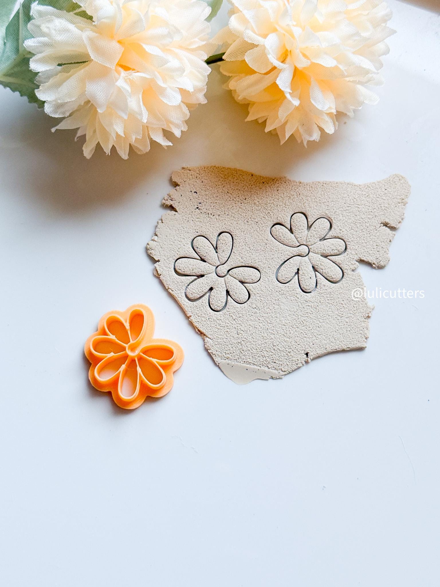 Daisy Open Hoop Cutter Polymer Clay Earring Cutter with Texture