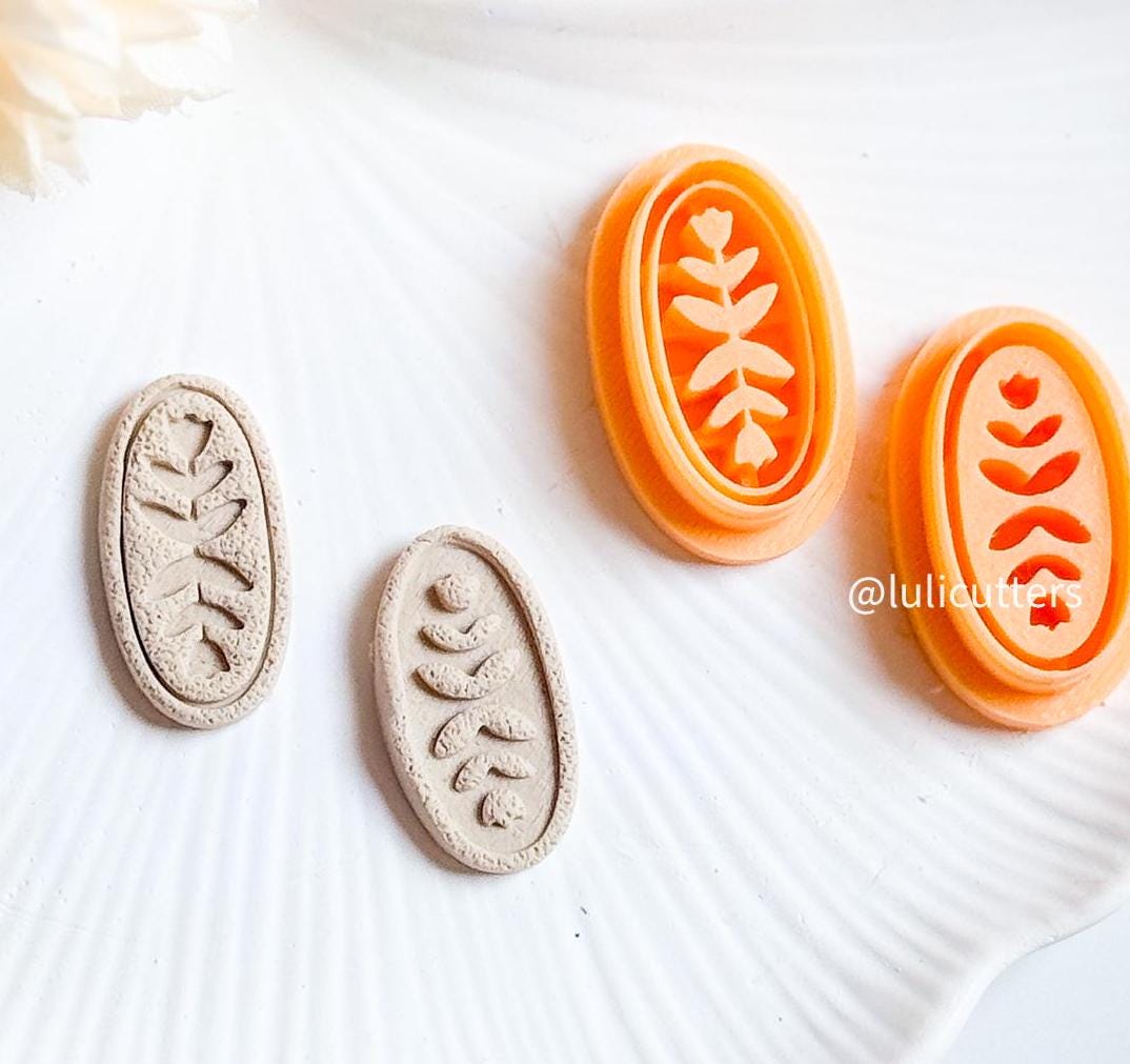 Boho Oval Leaf Cutter Set Emboss & Deboss Polymer Clay Cutters