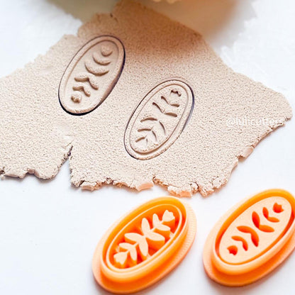 Boho Oval Leaf Cutter Set Emboss & Deboss Polymer Clay Cutters