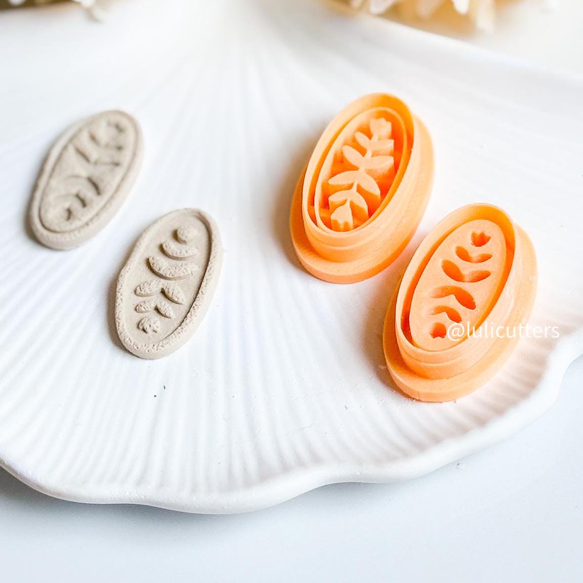 Boho Oval Leaf Cutter Set Emboss & Deboss Polymer Clay Cutters