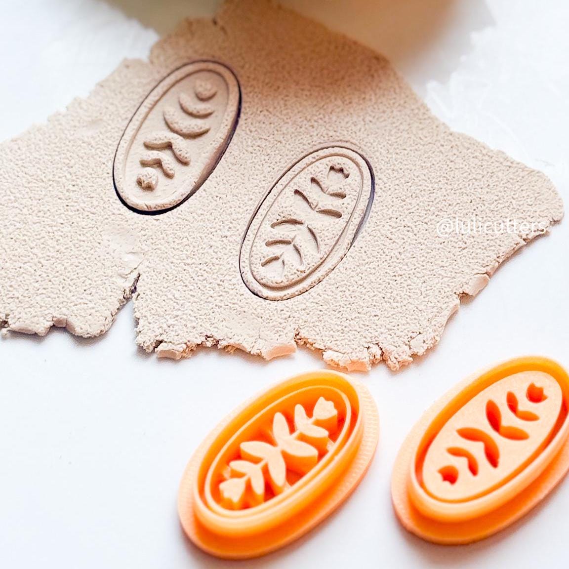 Boho Oval Leaf Cutter Set Emboss & Deboss Polymer Clay Cutters