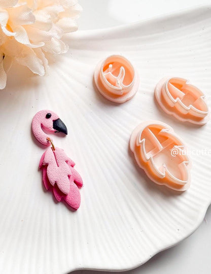 Flamingo Polymer Clay Cutter Set 3 Piece Bird Earring Cutter with Wing Details