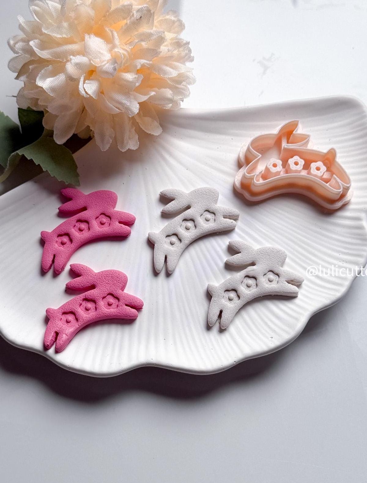 Floral Bunny Polymer Clay Cutter: Spring Easter Earring Mold