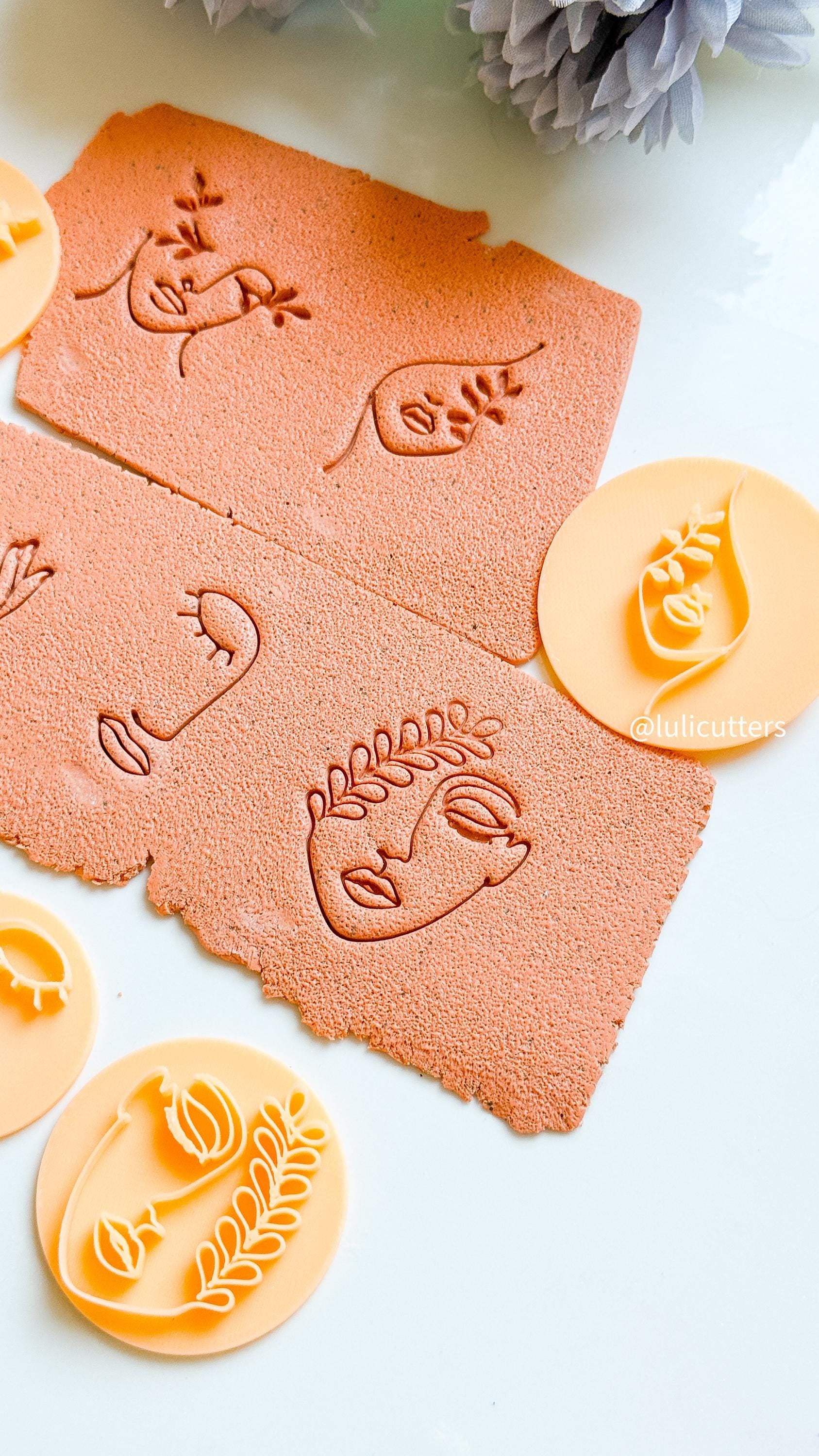 Line Art Woman Face Stamp Set: Minimalist Polymer Clay Cutters