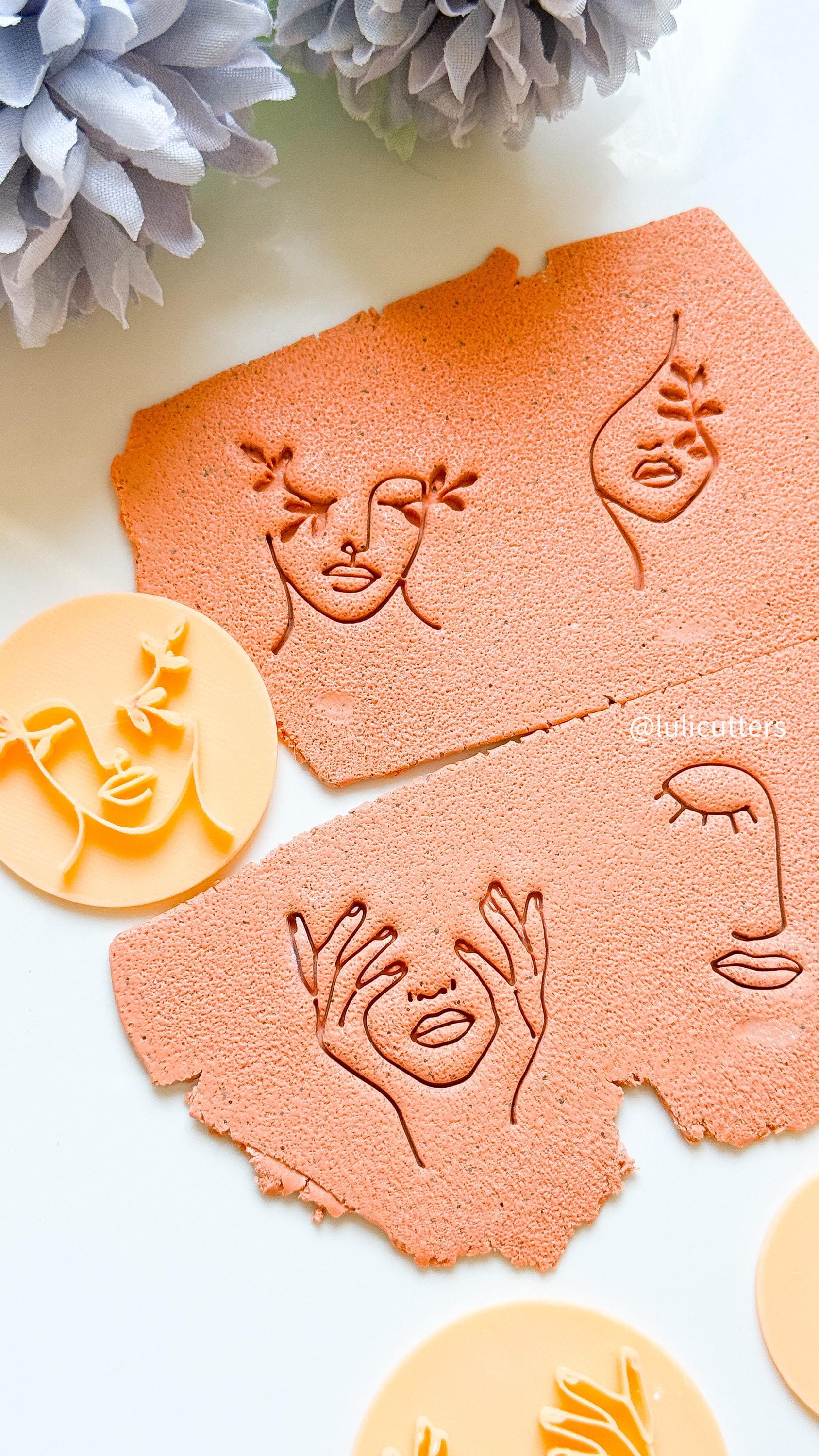 Line Art Woman Face Stamp Set: Minimalist Polymer Clay Cutters